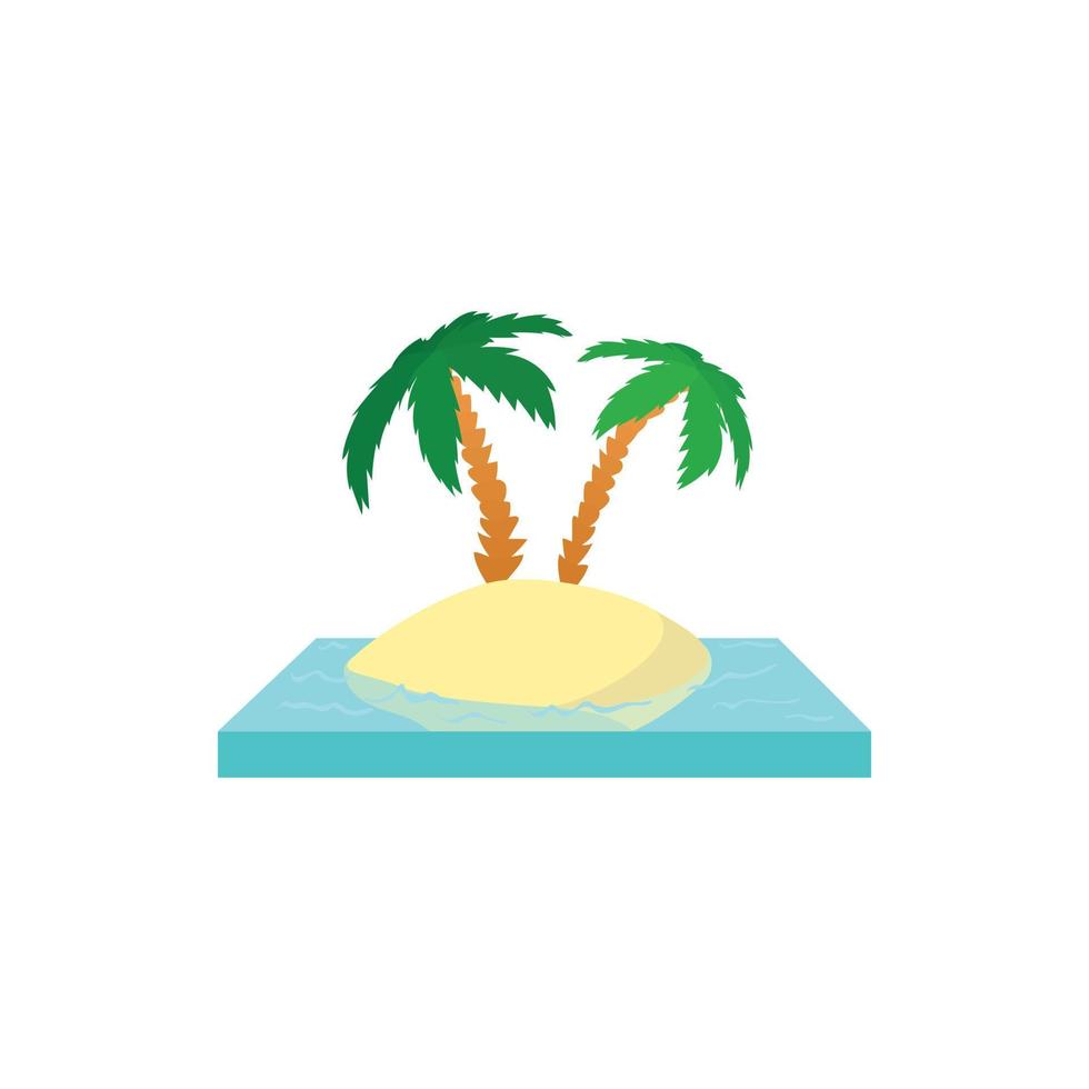 Palms on the island icon, cartoon style vector