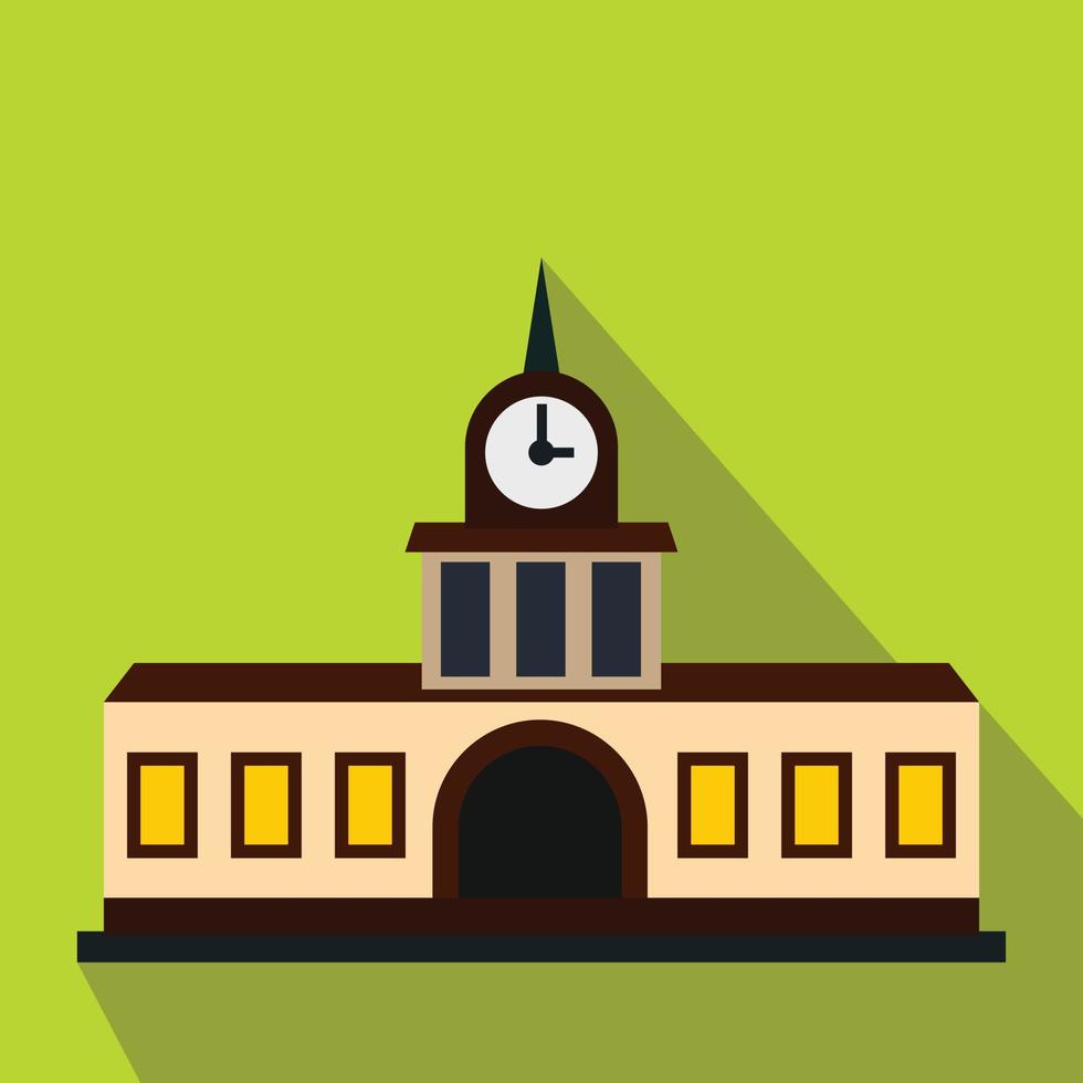 Railway station building icon, flat style vector