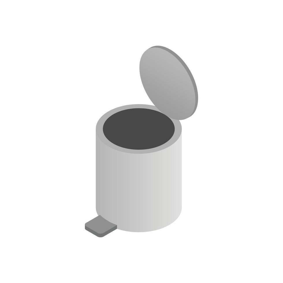 Pedal dust bin icon, isometric 3d style vector