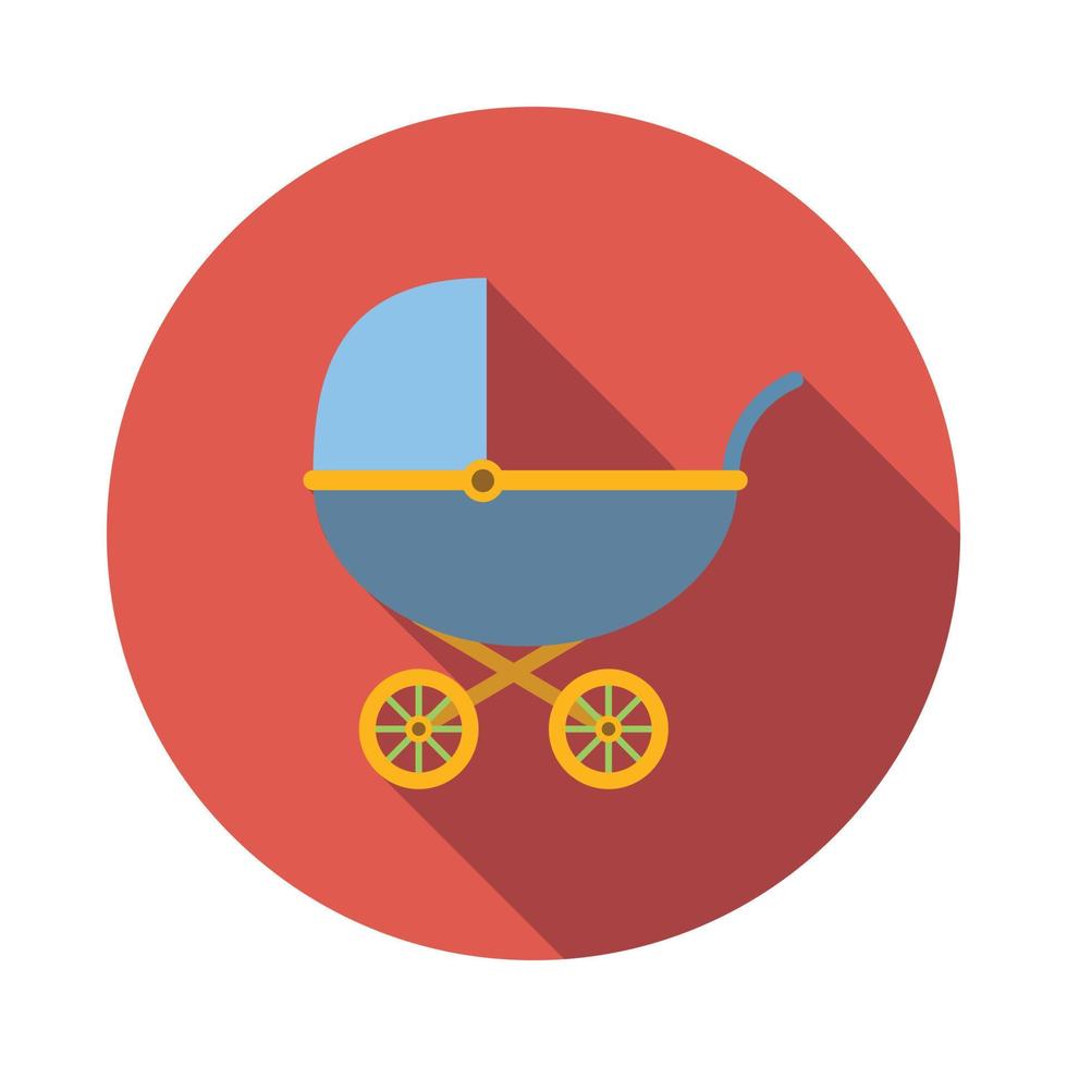 Blue baby carriage icon, flat style vector