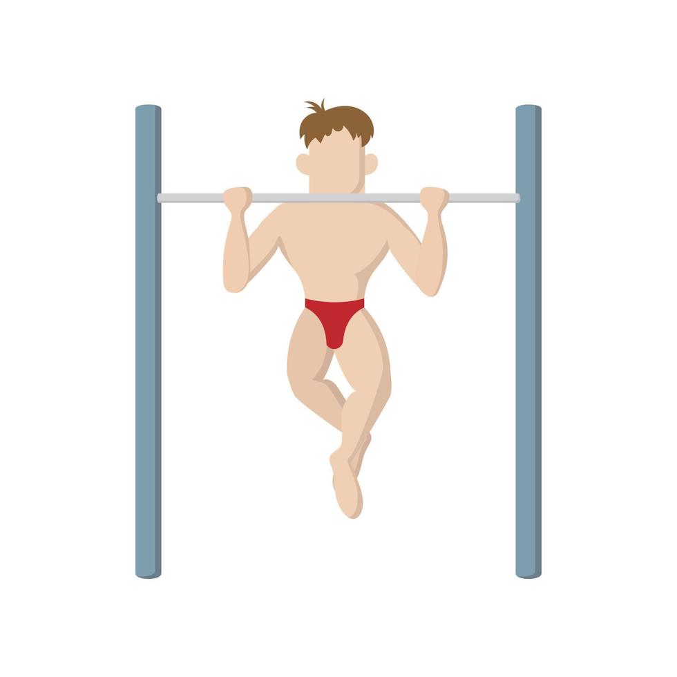 Muscle man pulling up on horizontal bar icon vector