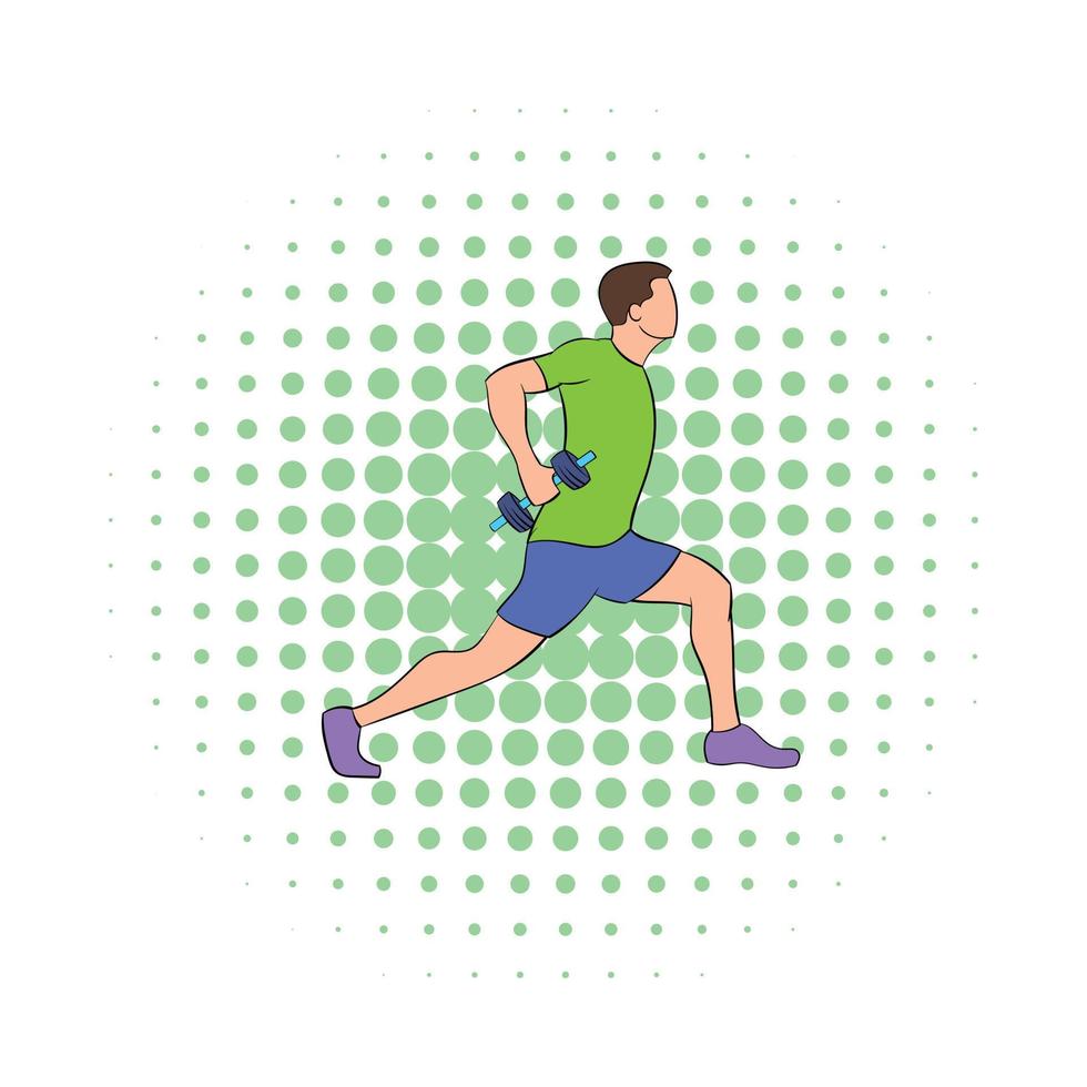 Man doing lunges with dumbbells icon vector