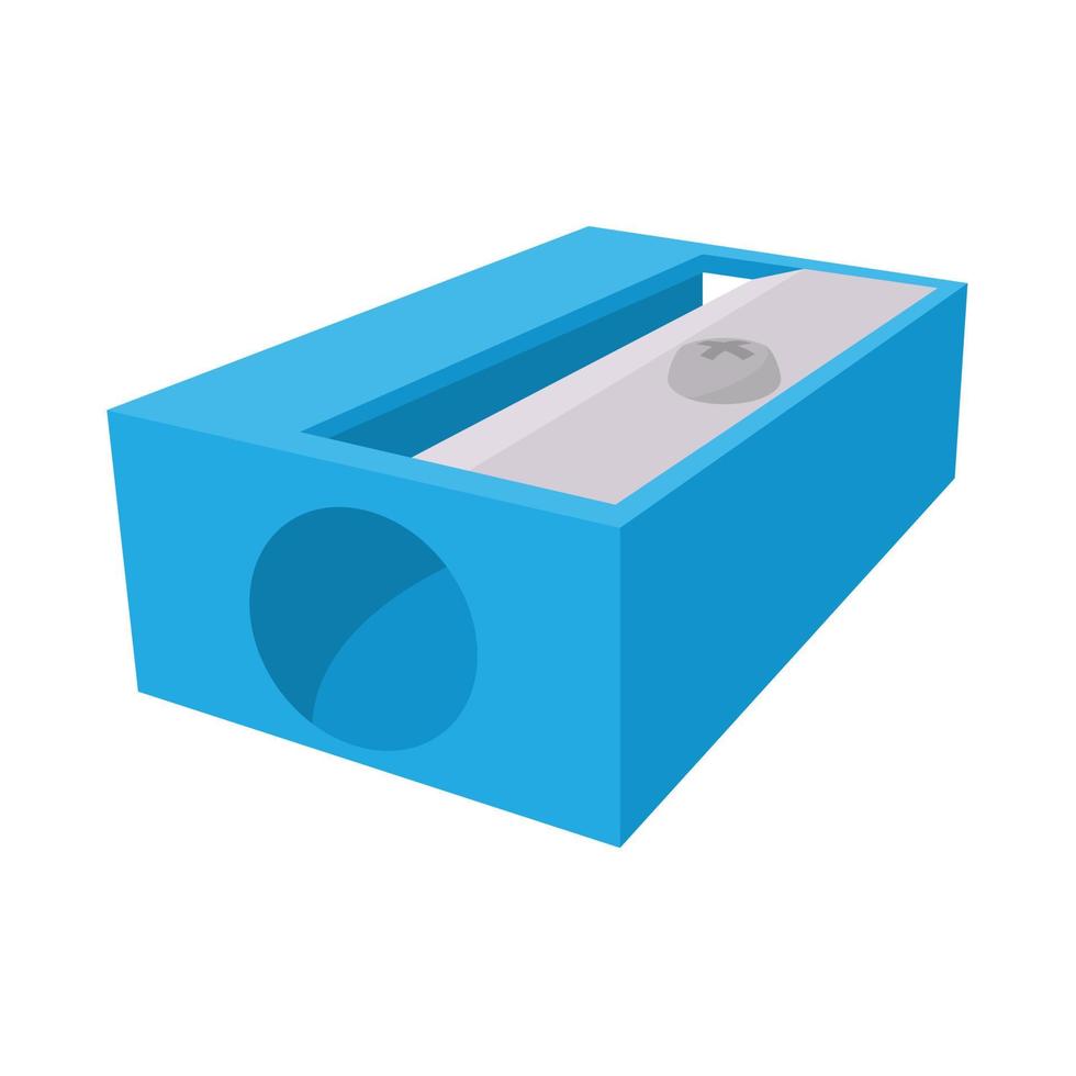 Blue pencil sharpener icon, cartoon style vector