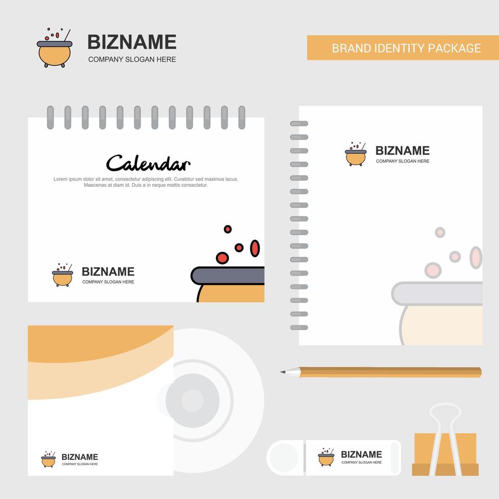 Cooking pot Logo Calendar Template CD Cover Diary and USB Brand Stationary Package Design Vector Template