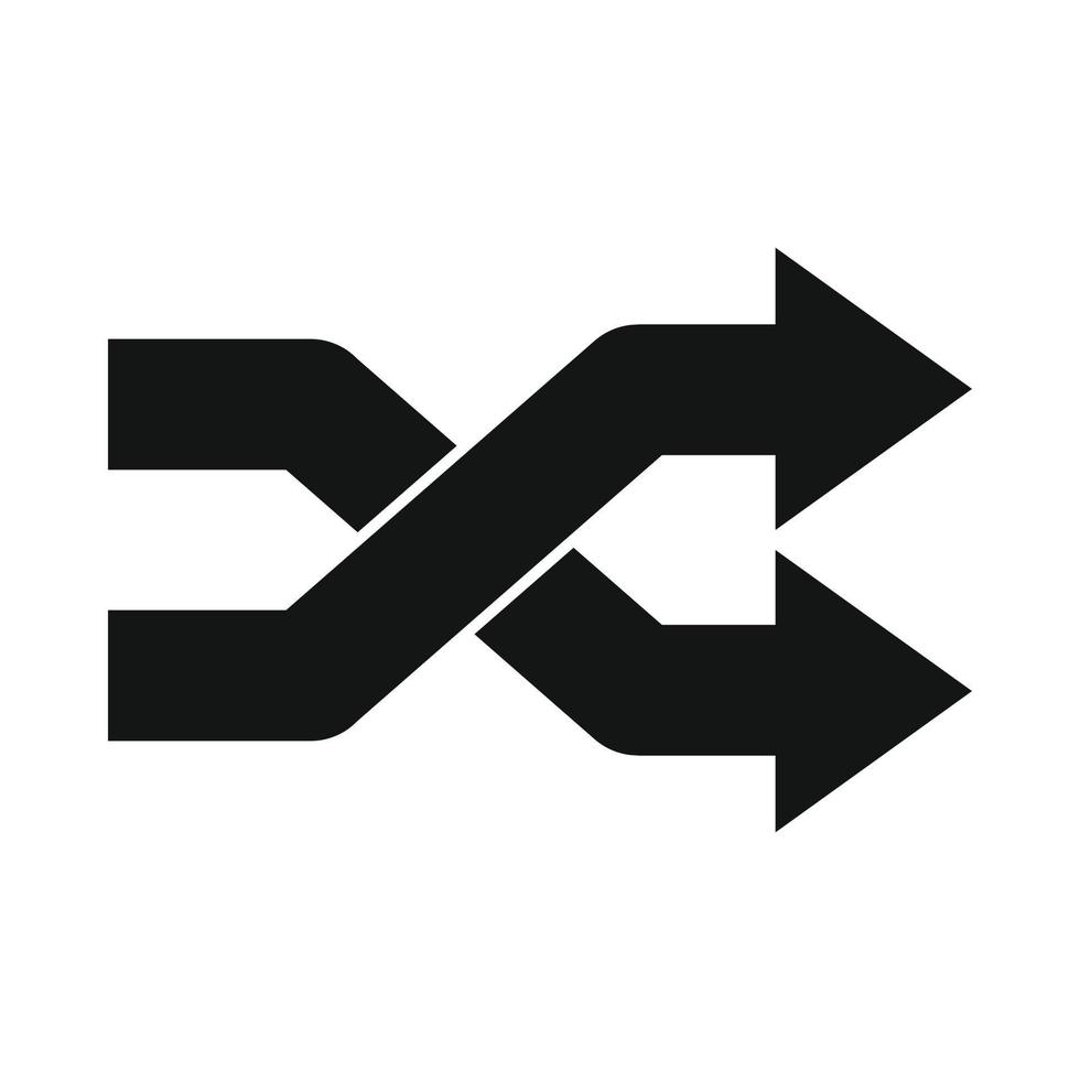 Intersecting arrows black simple icon vector