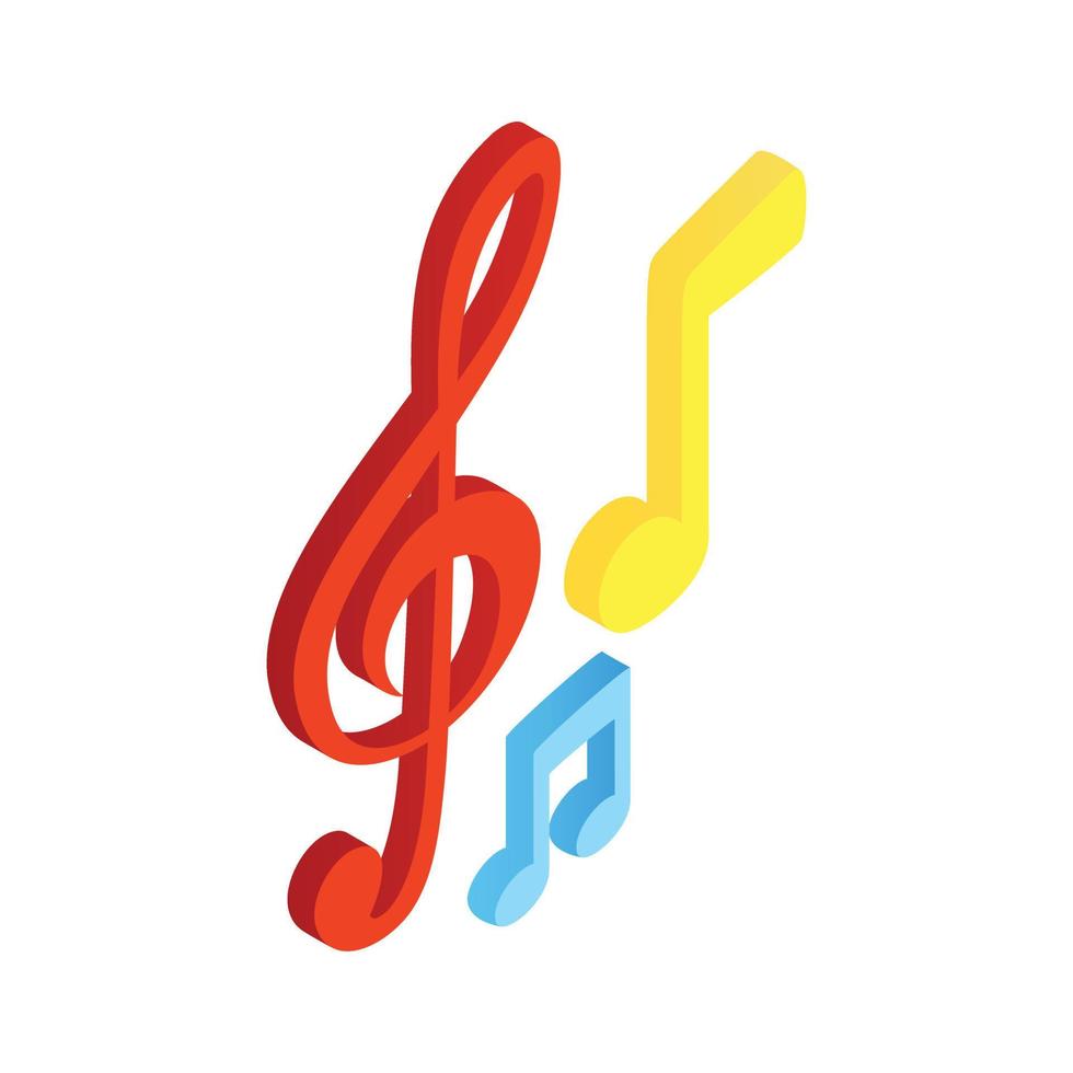 Music notes isometric 3d icon vector