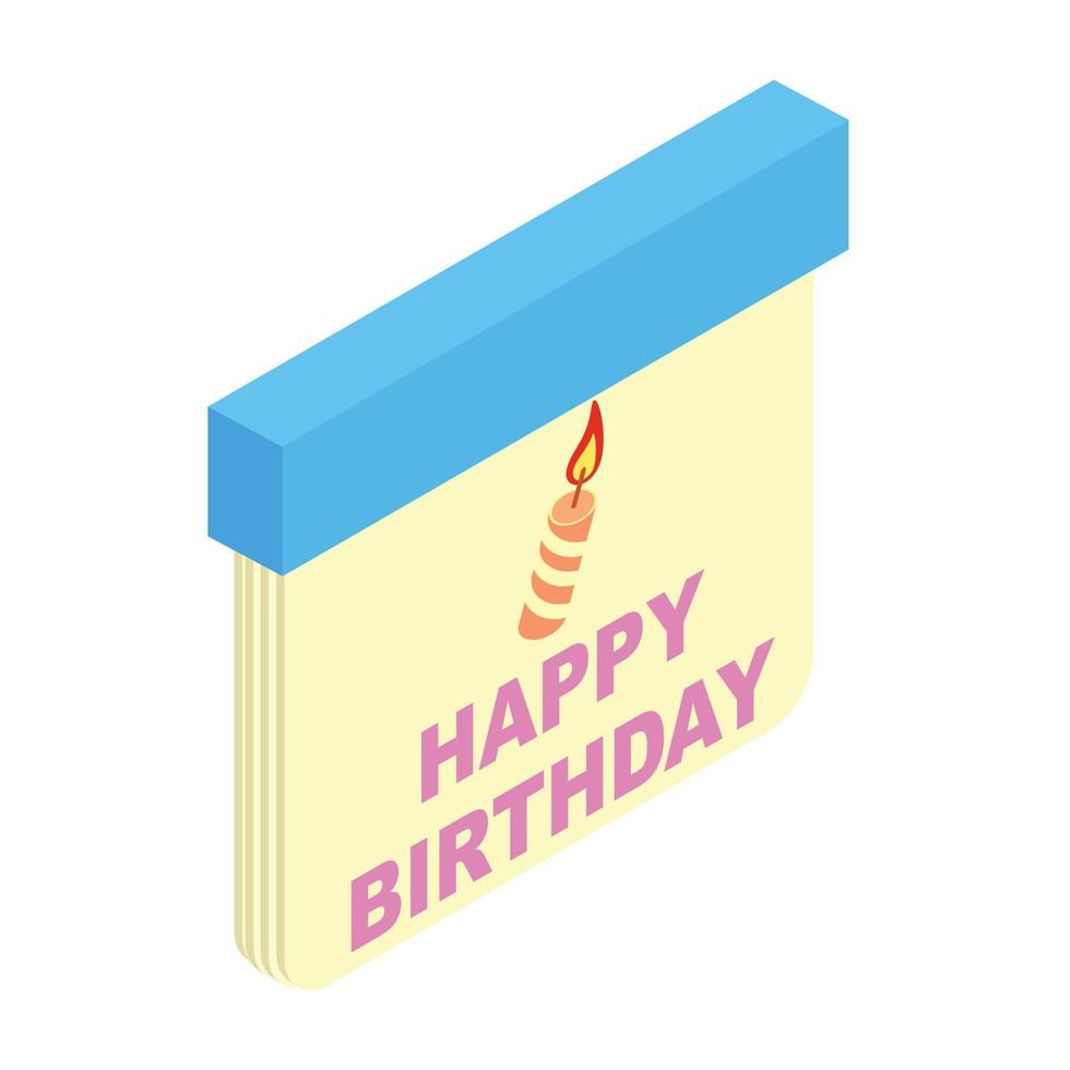 Birthday calendar isometric 3d icon vector