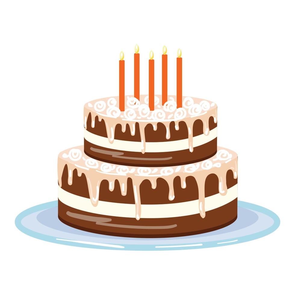Candle cream cake icon cartoon vector. Happy birthday vector