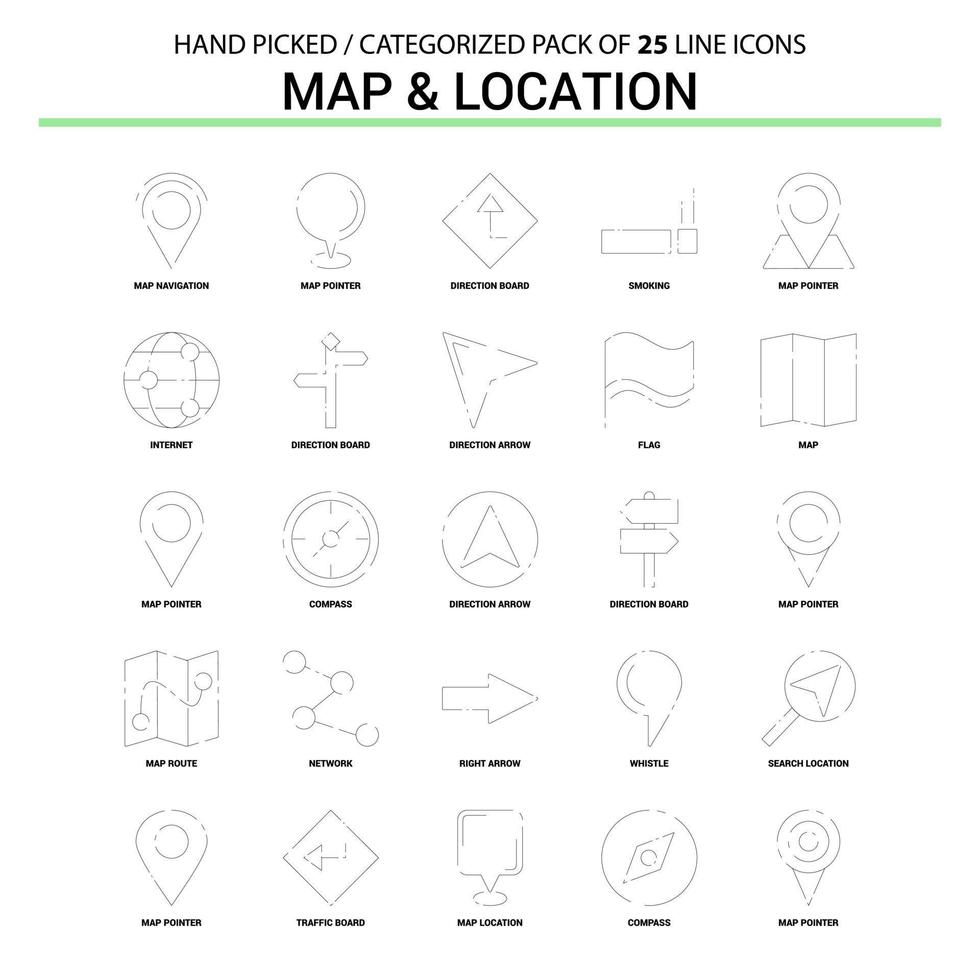 Map and Location Flat Line Icon Set Business Concept Icons Design vector