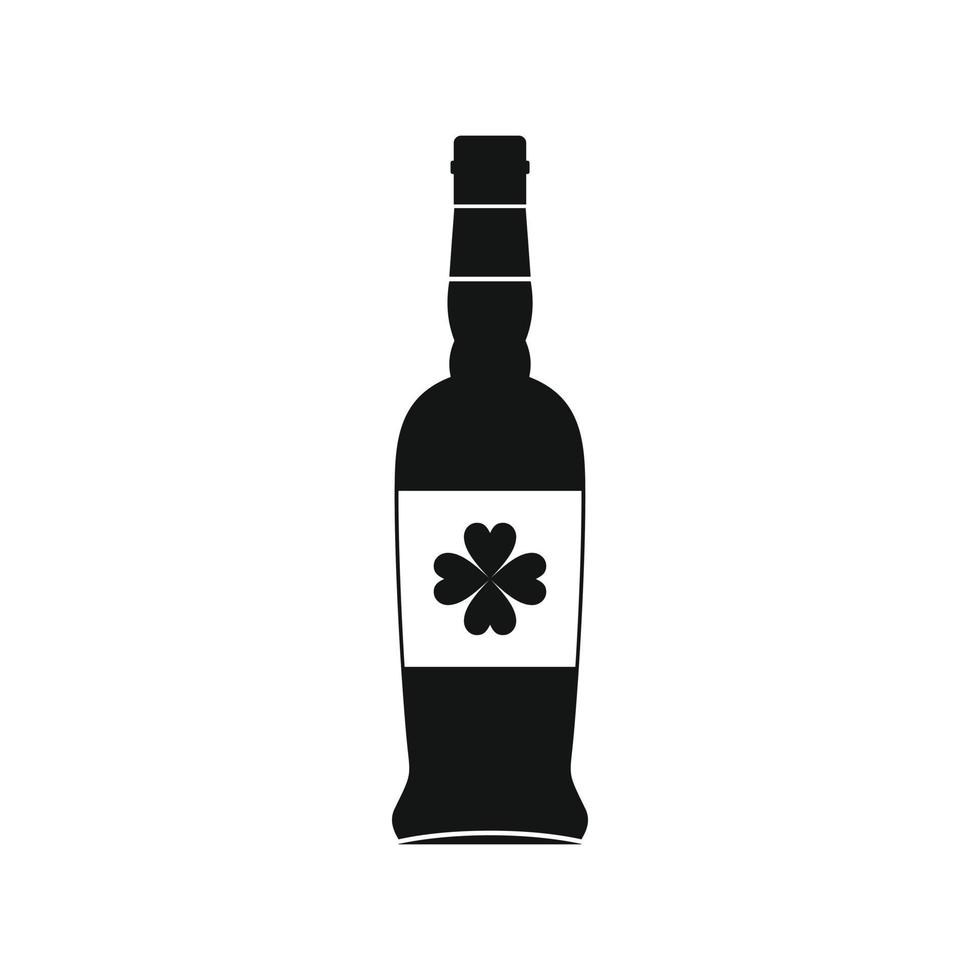 Beer bottle with a clover on the label icon vector