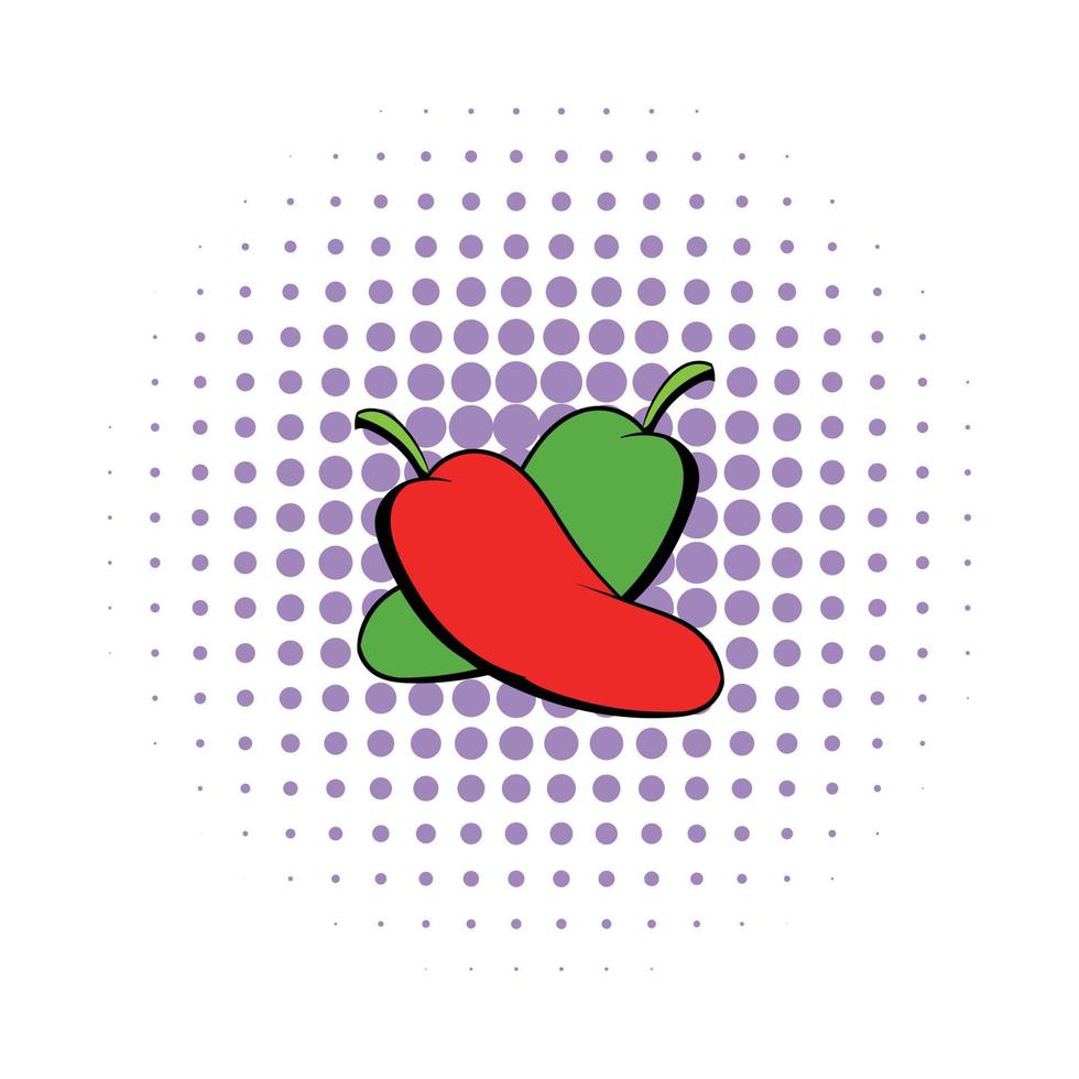 Hot chili peppers icon, comics style vector