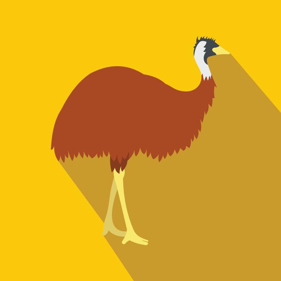 Emu icon, flat style vector
