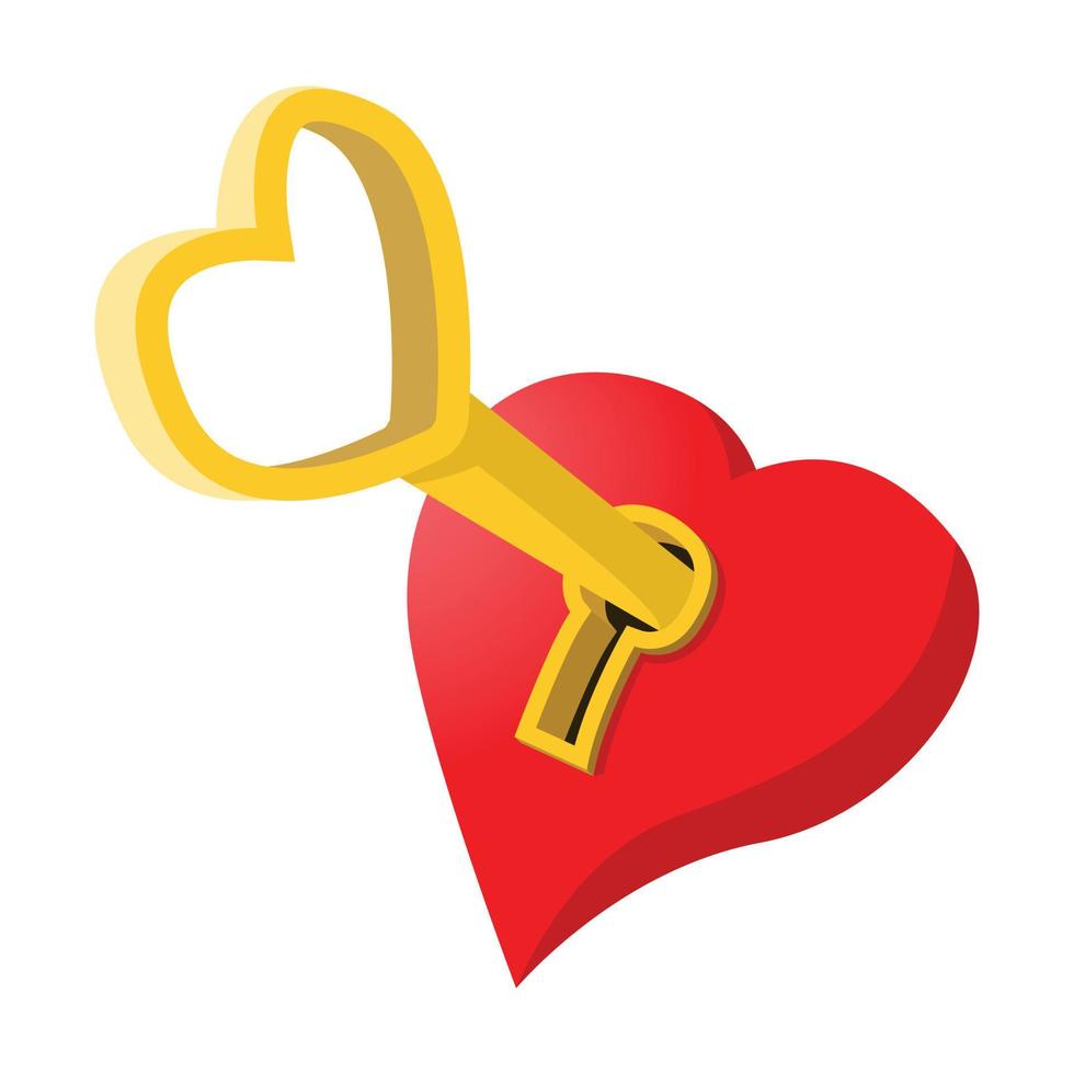 candado en forma de corazón con icono de dibujos animados clave vector