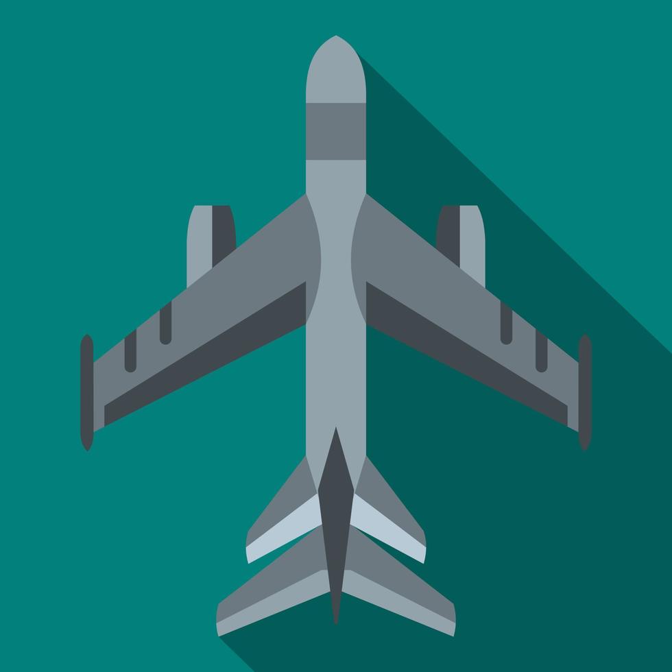 Military fighter jet icon, flat style vector