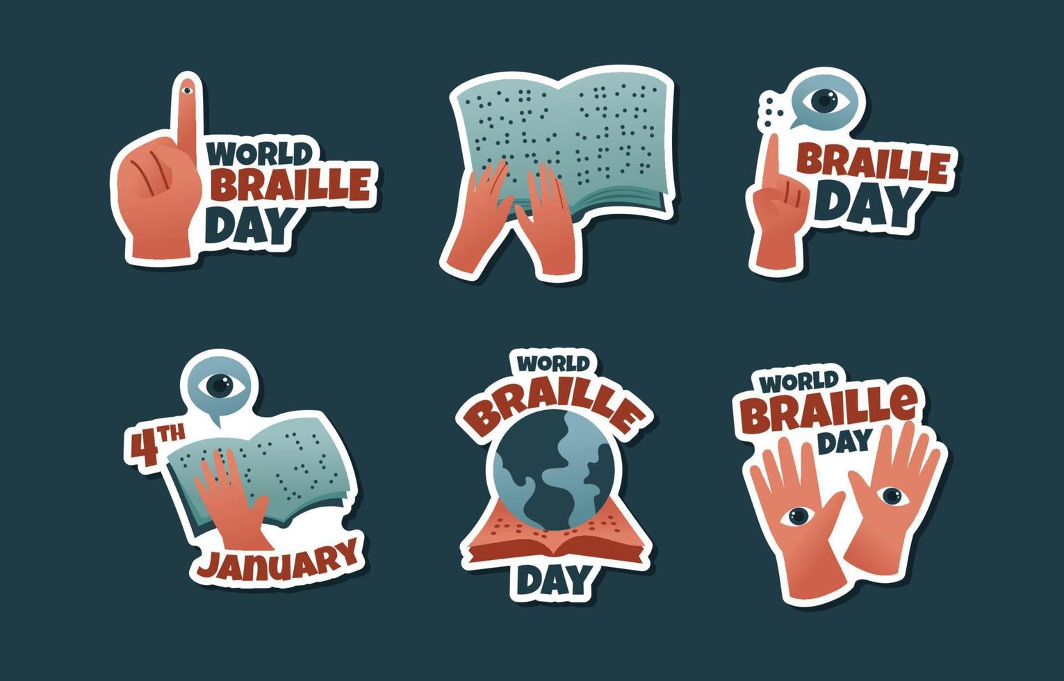 World Braille Day Sticker Package vector