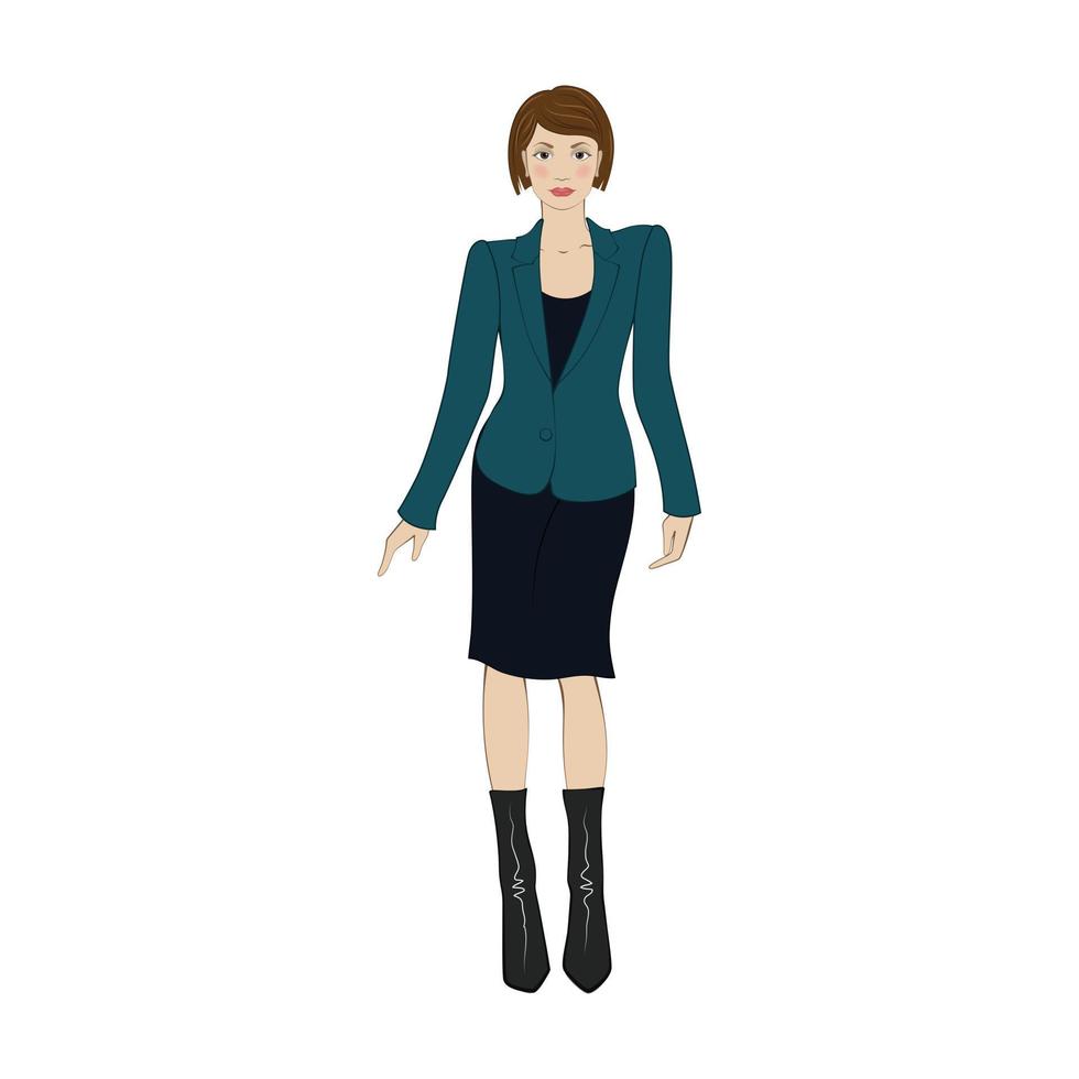 mujeres en elegante ropa de oficina icono plano vector