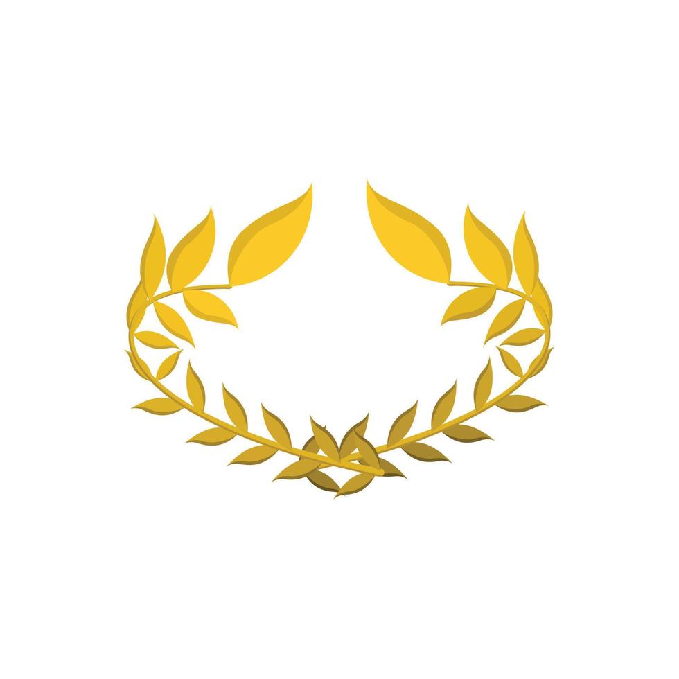 Gold laurel wreath cartoon icon vector