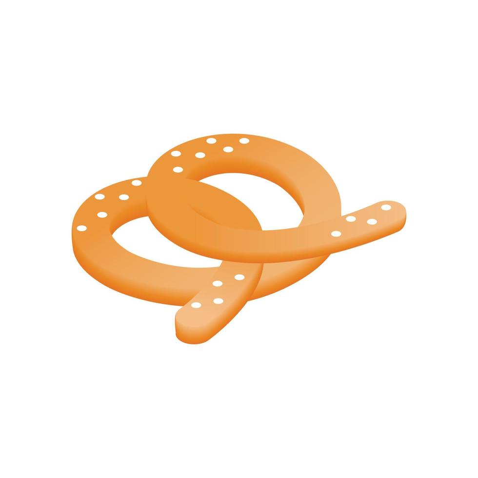 pretzel, isométrico, 3d, icono vector