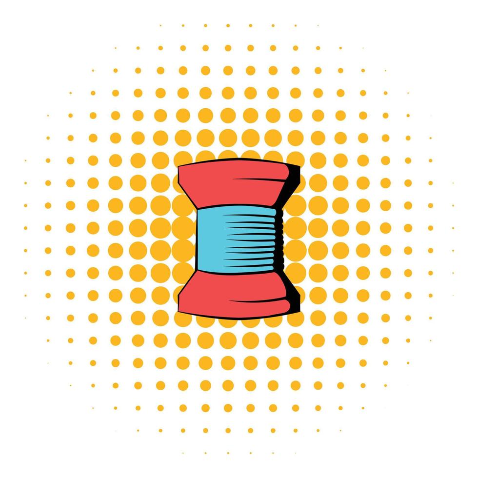 Spool of thread icon, comics style vector