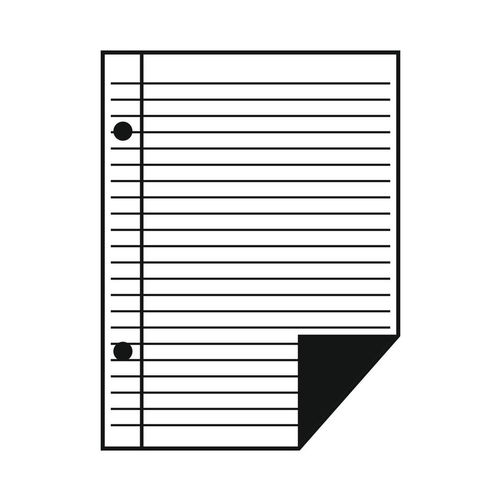 papel rayado del icono simple del cuaderno vector