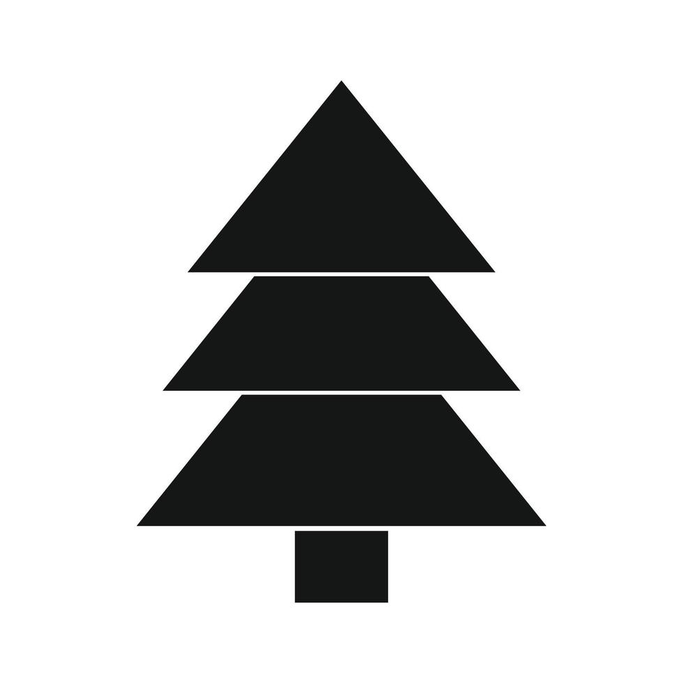 Fir tree icon, black simple style vector