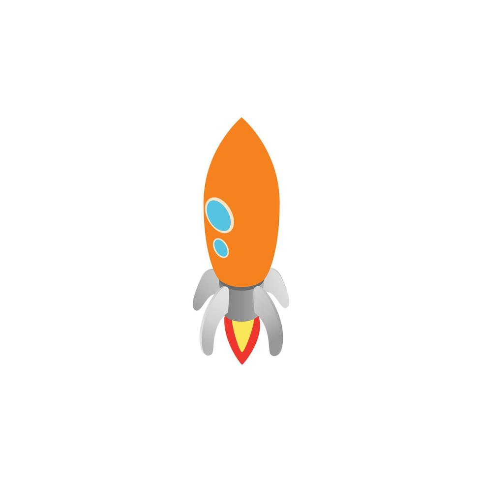 Orange rocket with two portholes icon vector