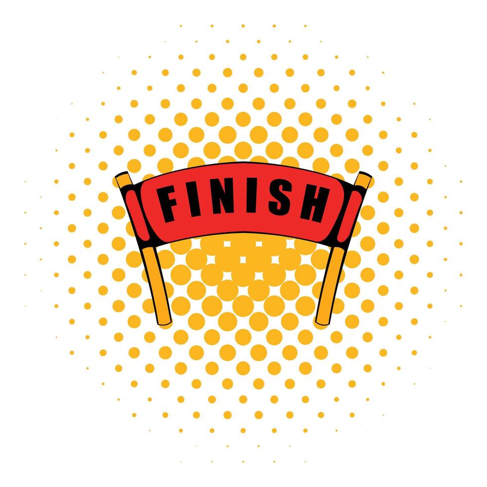 Red ribbon in finishing line icon, comics style vector