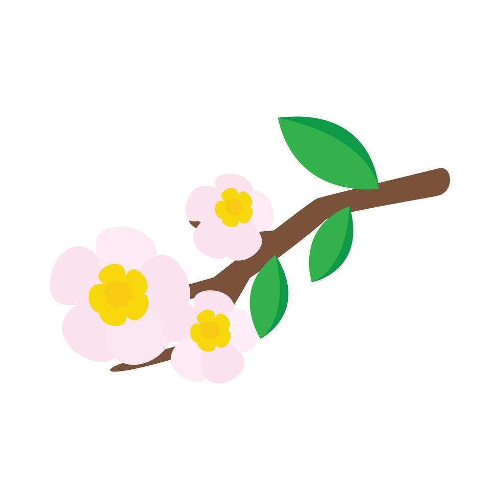 White apple flowers branch icon vector