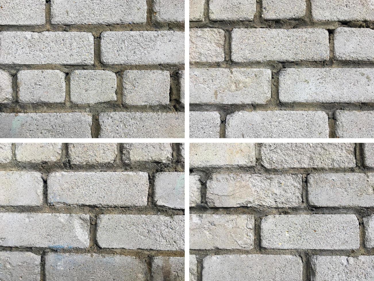 Brick grey wall backgrounds set. Textures photo