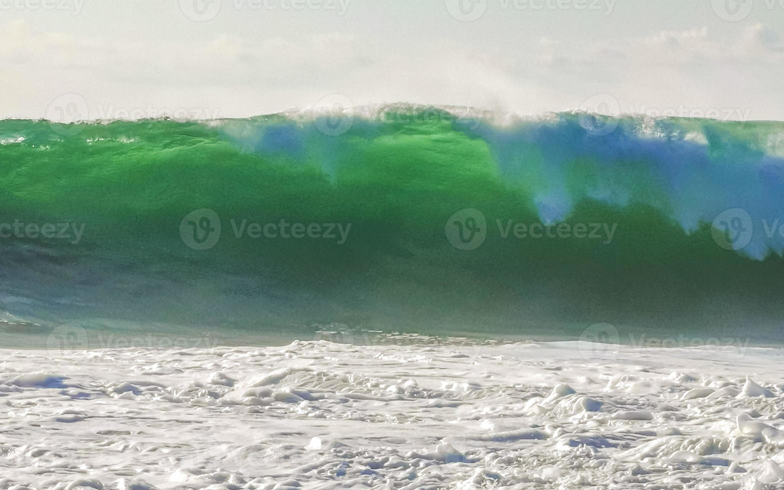 Extremely huge big surfer waves at beach Puerto Escondido Mexico. photo