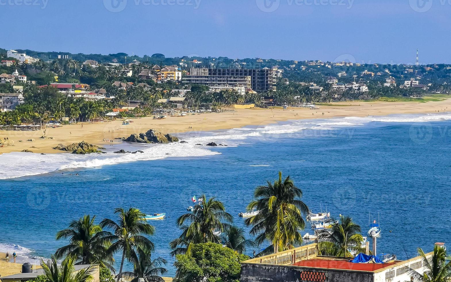 Beautiful city and seascape landscape panorama and view Puerto Escondido Mexico. photo