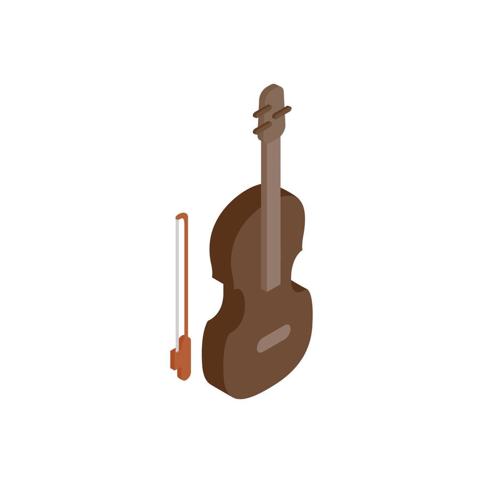 violín, isométrico, 3d, icono vector