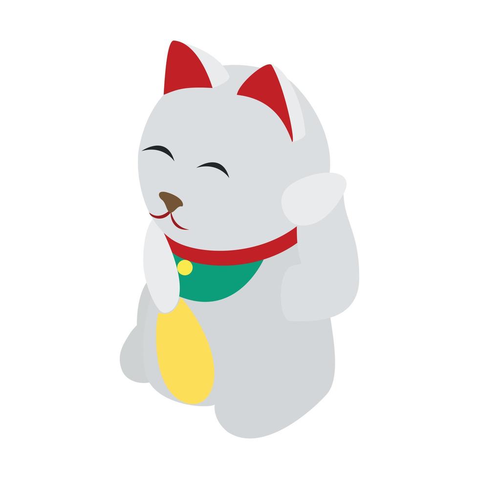 White Japanese Spitz icon, isometric 3d style vector
