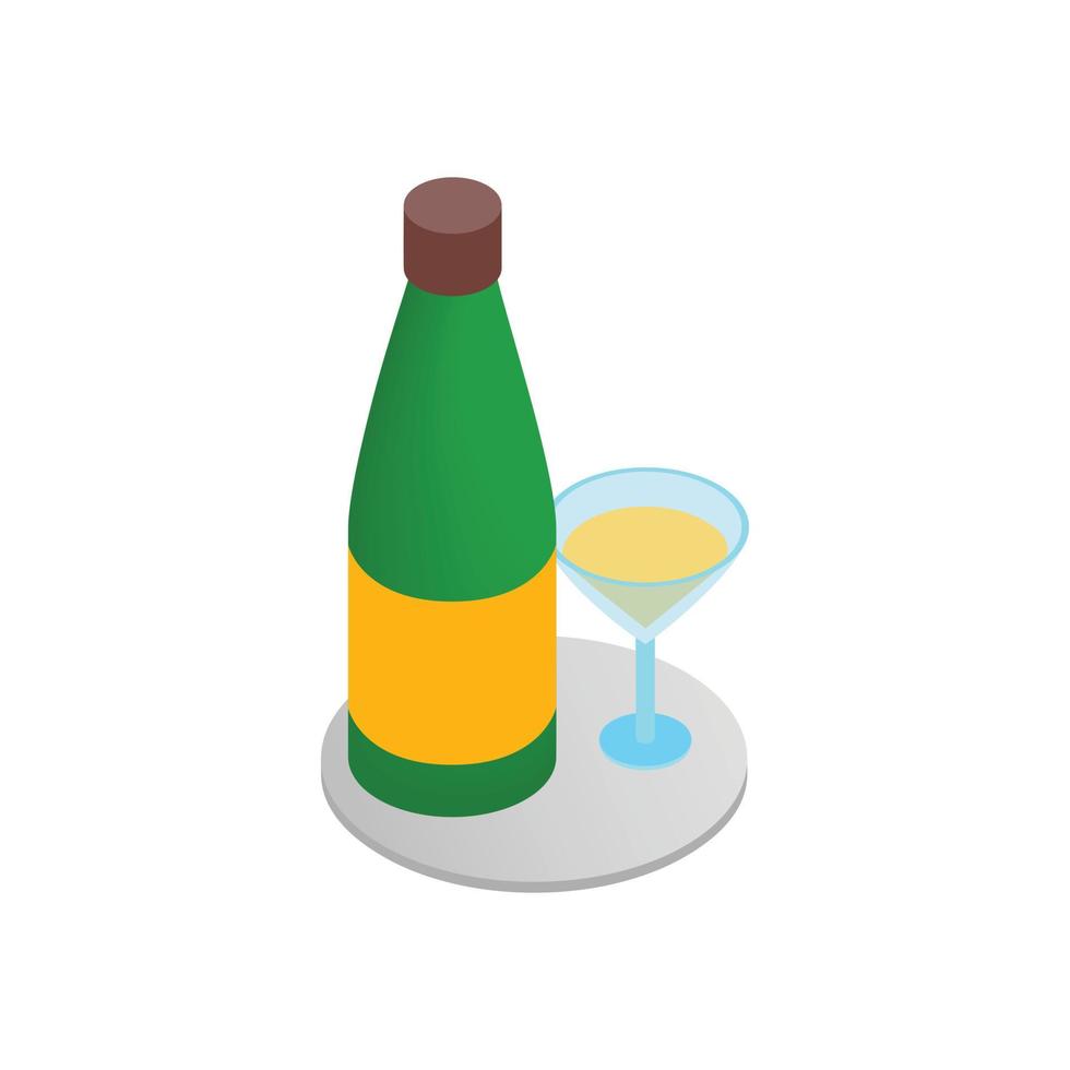 Champagne and glass 3d isometric icon vector