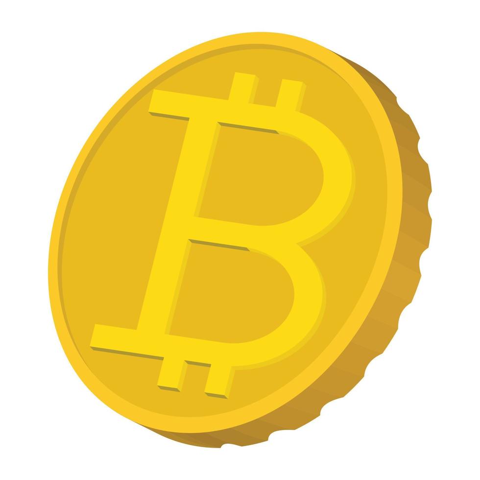 Gold coin with Bitcoin sign icon, carton style vector