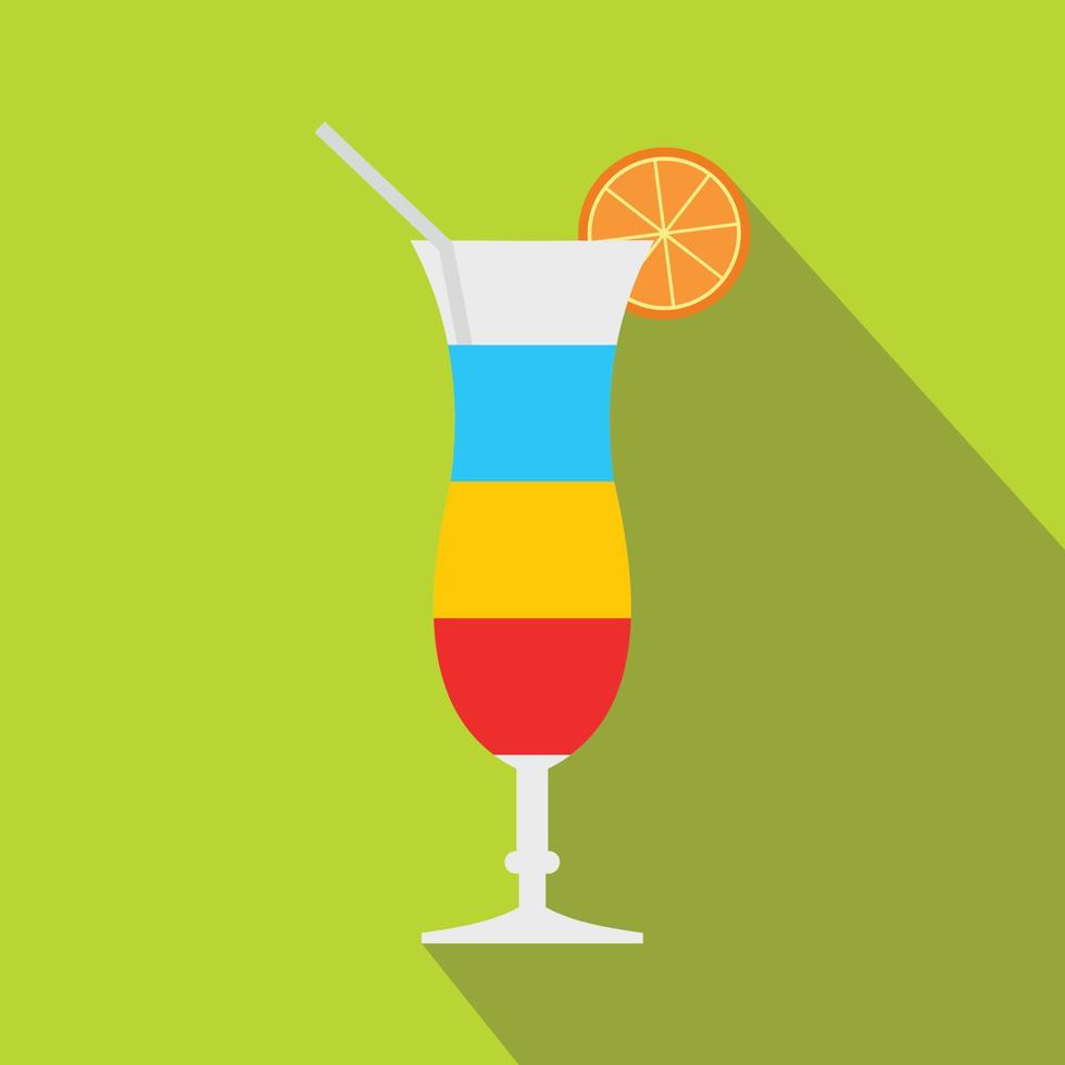 Cocktail with lemon icon, flat style vector