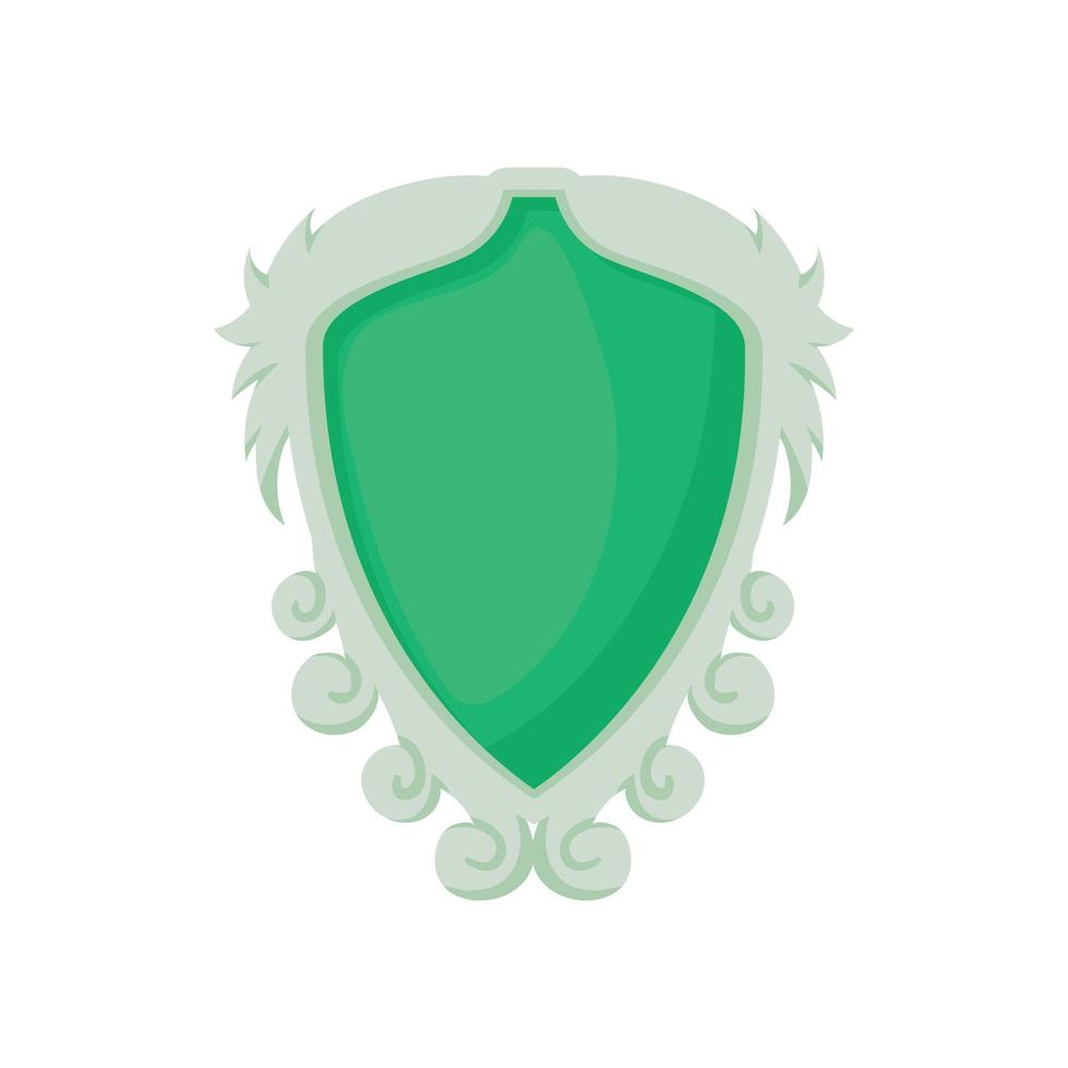 Shield with ornaments icon, cartoon style vector