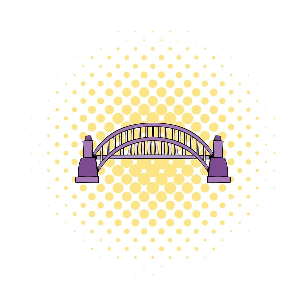 Sydney Harbour Bridge icon, comics style vector