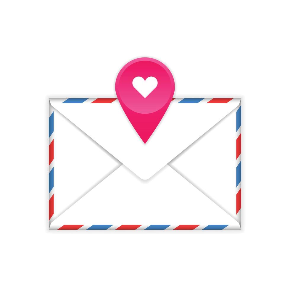 Envelope with heart mark flat icon vector