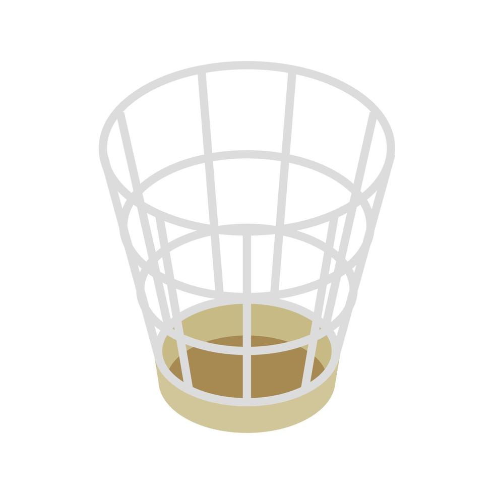 Mesh trash basket icon, isometric 3d style vector