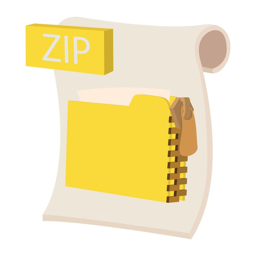 icono zip, estilo de dibujos animados vector