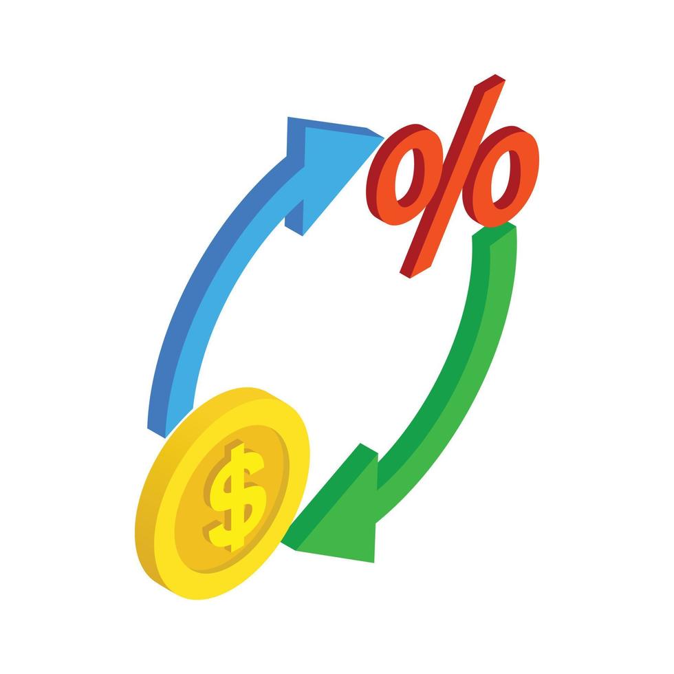 Circle arrows with dollar and percent symbol icon vector