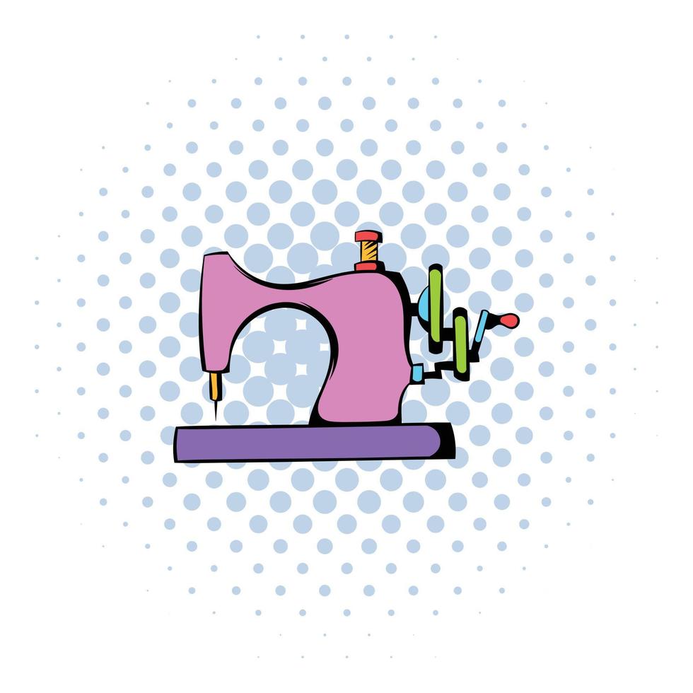 Sewing machine icon, comics style vector