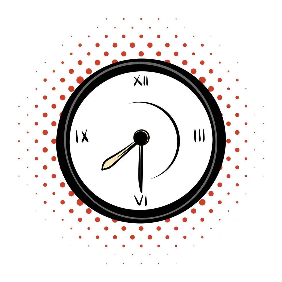 reloj, cómics, icono vector