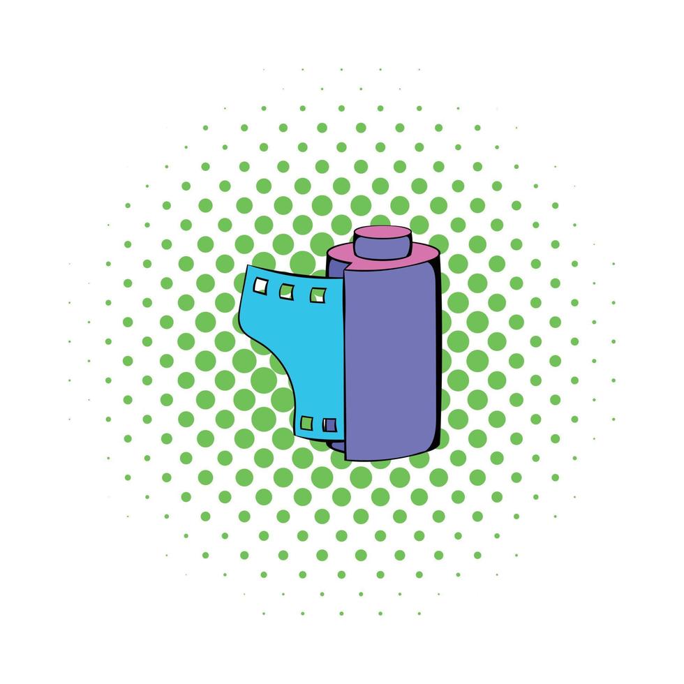 Camera film roll icon, comics style vector