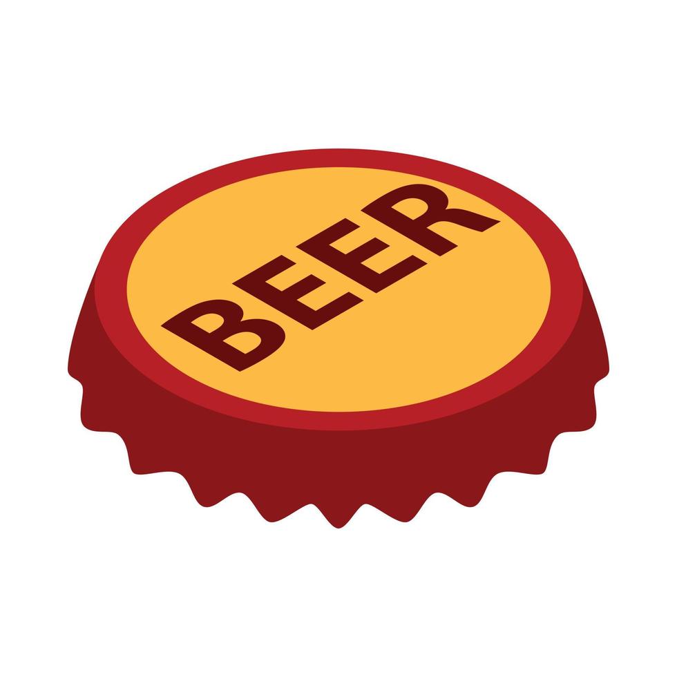 Beer bottle cap icon, isometric 3d style vector