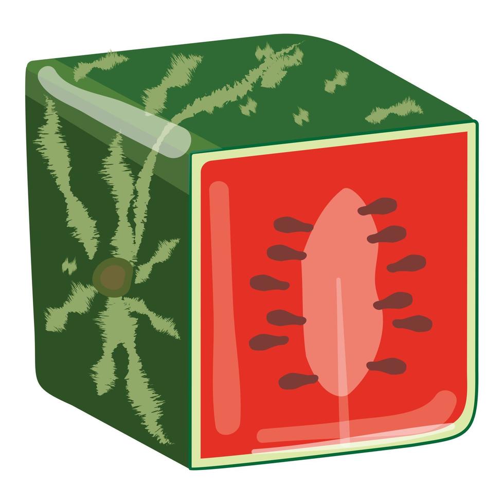 vector de dibujos animados de icono de cubo de sandía. rebanada de fruta
