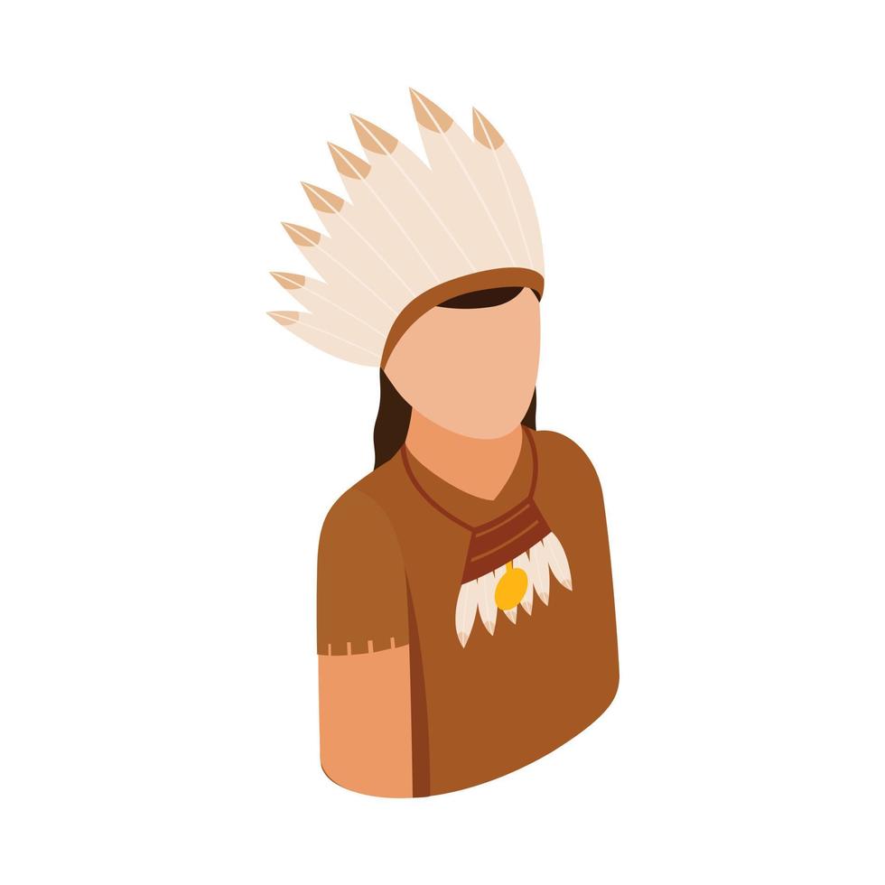 American indian isometric 3d icon vector