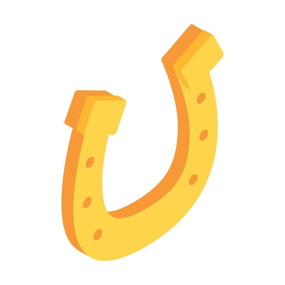 herraduras doradas símbolo de suerte icono isométrico 3d vector