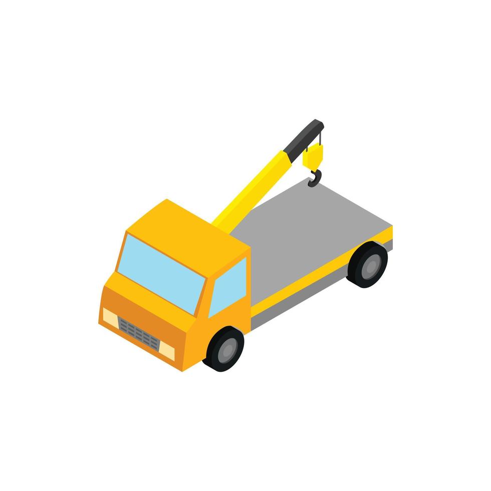 Tow truck icon, isometric 3d style vector